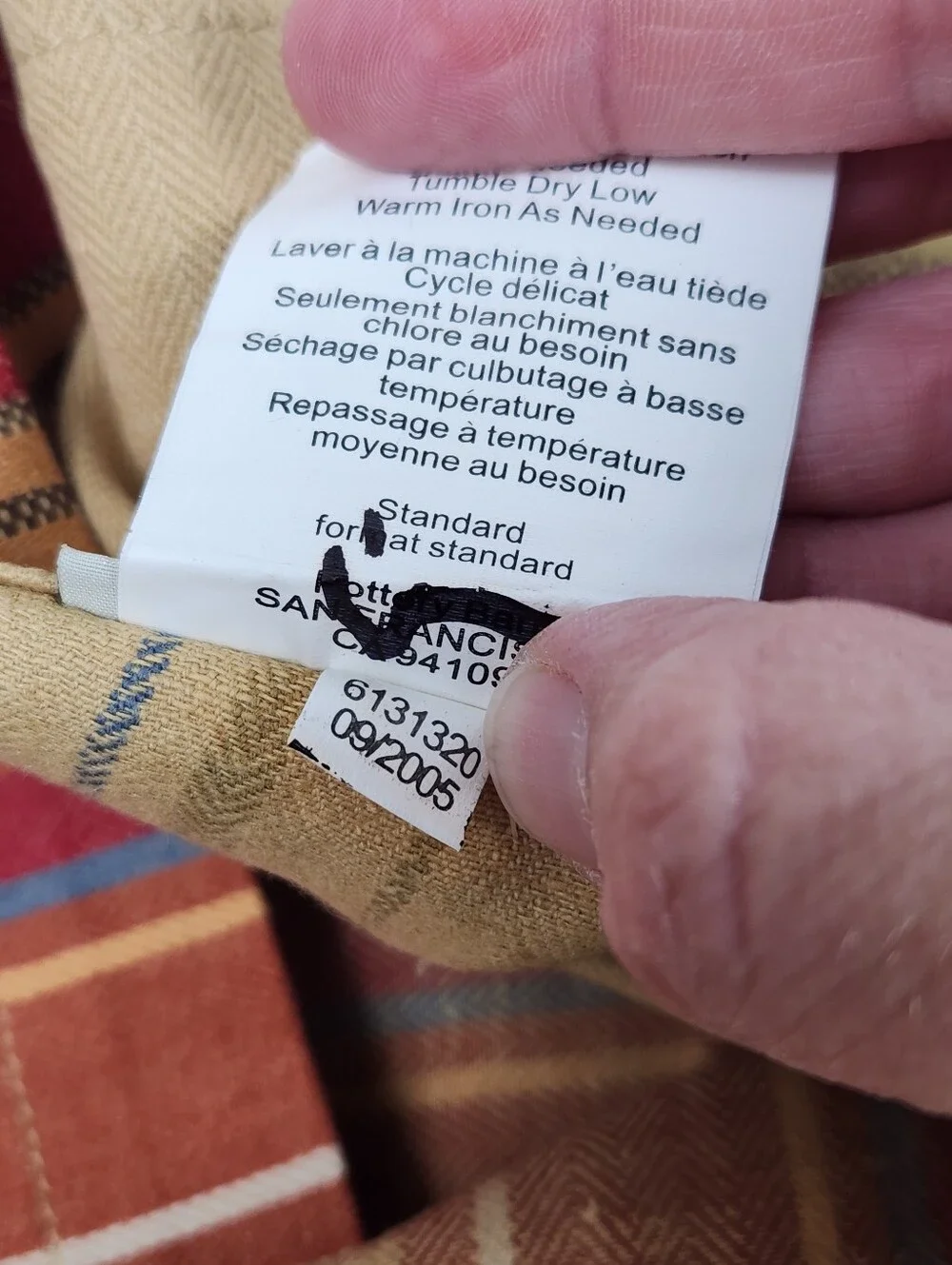 Pottery Barn Serape Linen Blend Standard Sham Set Of 2 French Cottage NOS